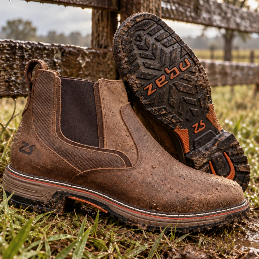 Kit Bota Taurus Masculina em Couro Legítimo, Borracha e Elastano de Alta Resistência com Solado Jump Antiderrapante + BRINDES