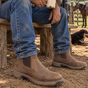 Kit Bota Taurus Masculina em Couro Legítimo, Borracha e Elastano de Alta Resistência com Solado Jump Antiderrapante + BRINDES