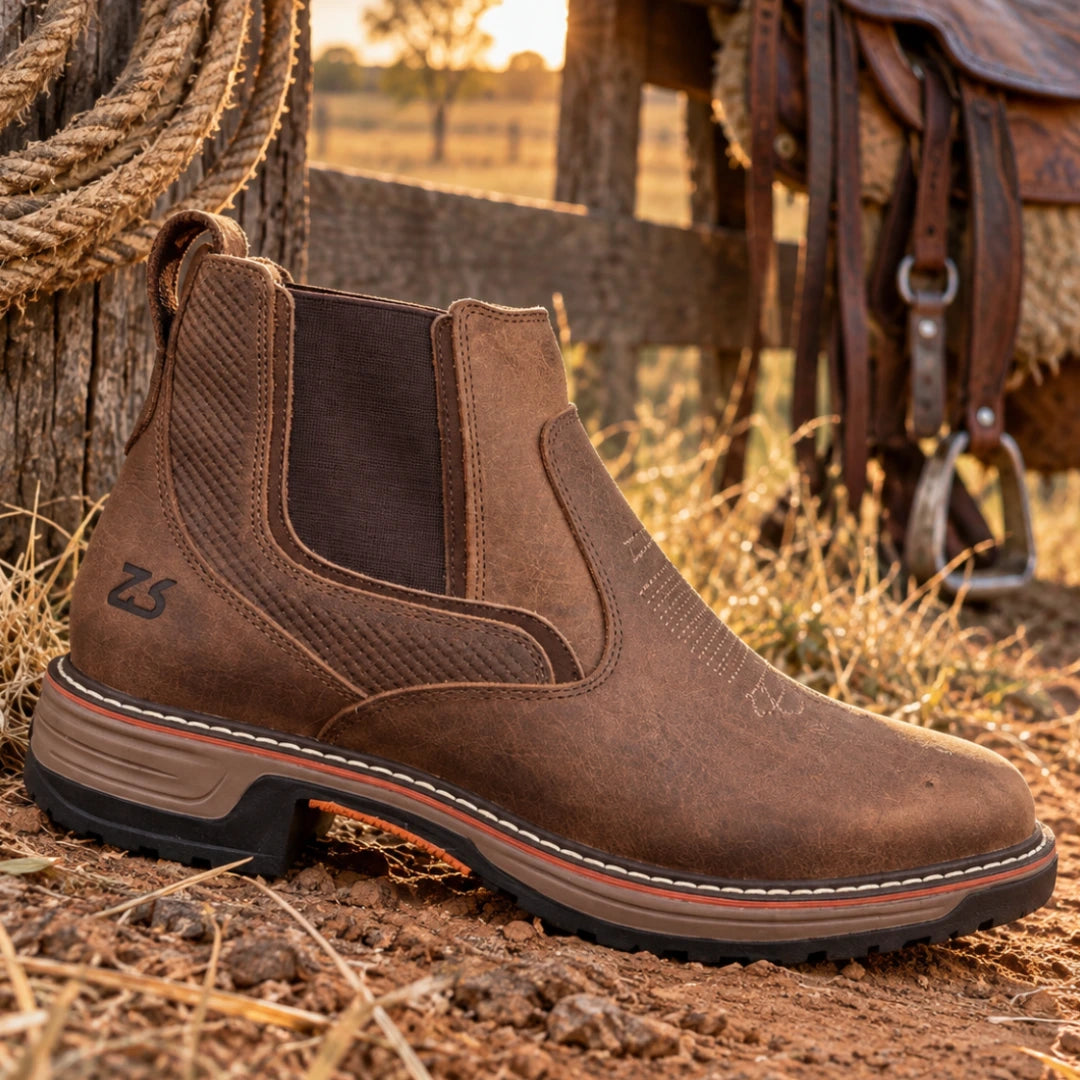 Kit Bota Taurus Masculina em Couro Legítimo, Borracha e Elastano de Alta Resistência com Solado Jump Antiderrapante + BRINDES