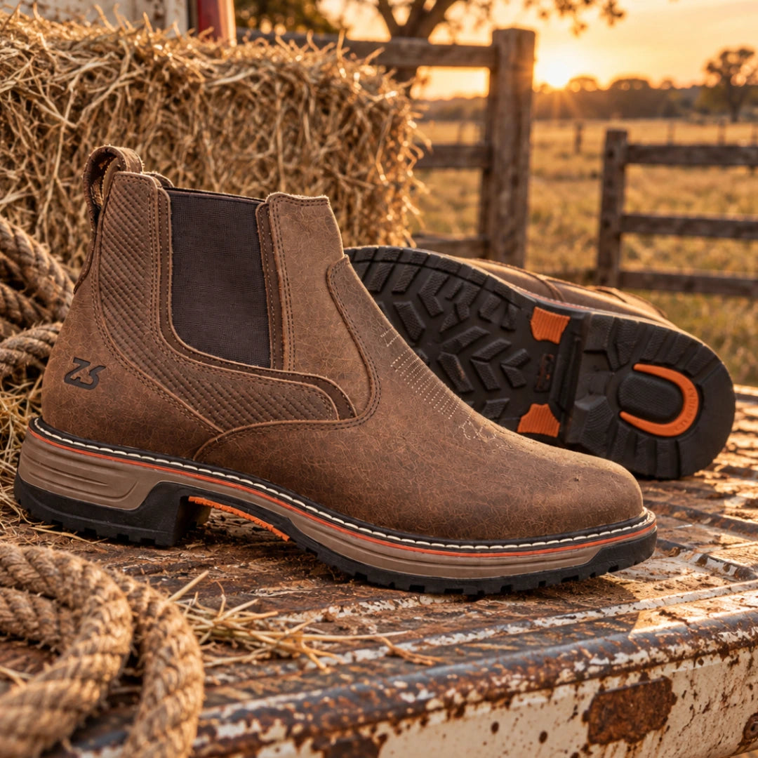 Kit Bota Taurus Masculina em Couro Legítimo, Borracha e Elastano de Alta Resistência com Solado Jump Antiderrapante + BRINDES
