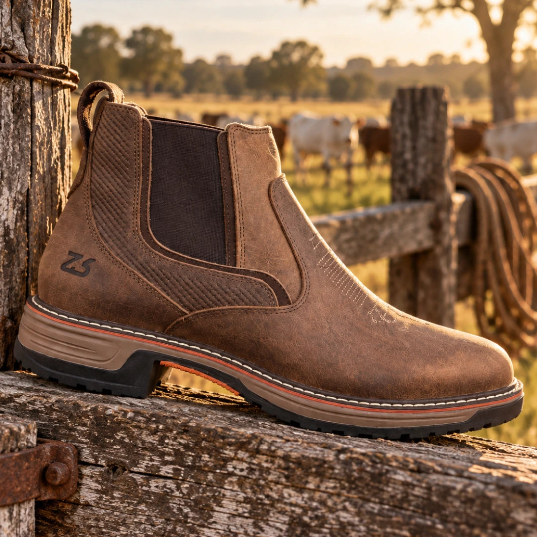 Kit Bota Taurus Masculina em Couro Legítimo, Borracha e Elastano de Alta Resistência com Solado Jump Antiderrapante + BRINDES