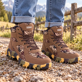 Kit Bota Kronos Masculino em Couro Legítimo, Ripstop e Borracha de Suporte Ortopédico com Cano Curto e Sola Camuflada + BRINDES: Cinto, Relógio e Óculos de Sol