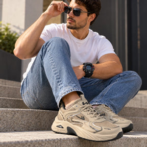 [50% OFF] Tênis NORD Masculino em Mesh Têxtil, Material Estruturado de Aparência Polimérica e Solado de Aparência Emborrachada de Perfil Chunky com Sola Grossa e Cadarço