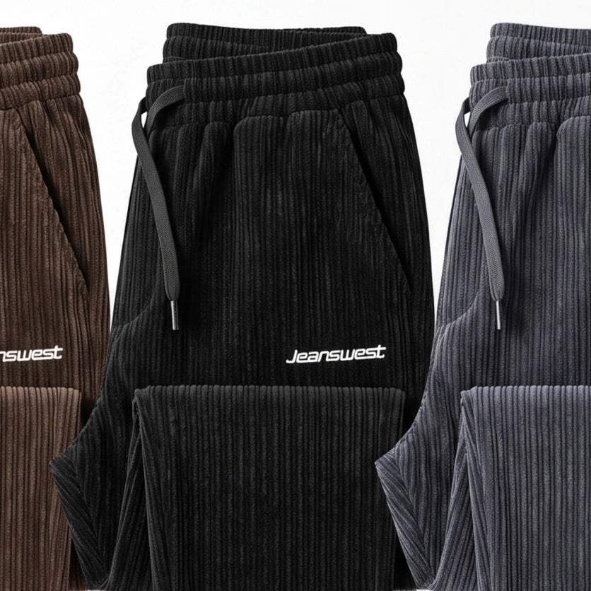 [Pague 2 e Leve 3] Calça Draken Masculina em Veludo Cotelê, Fibras Flexíveis e Algodão de Alta Resistência com Ajuste Jogger e Cós Adaptável