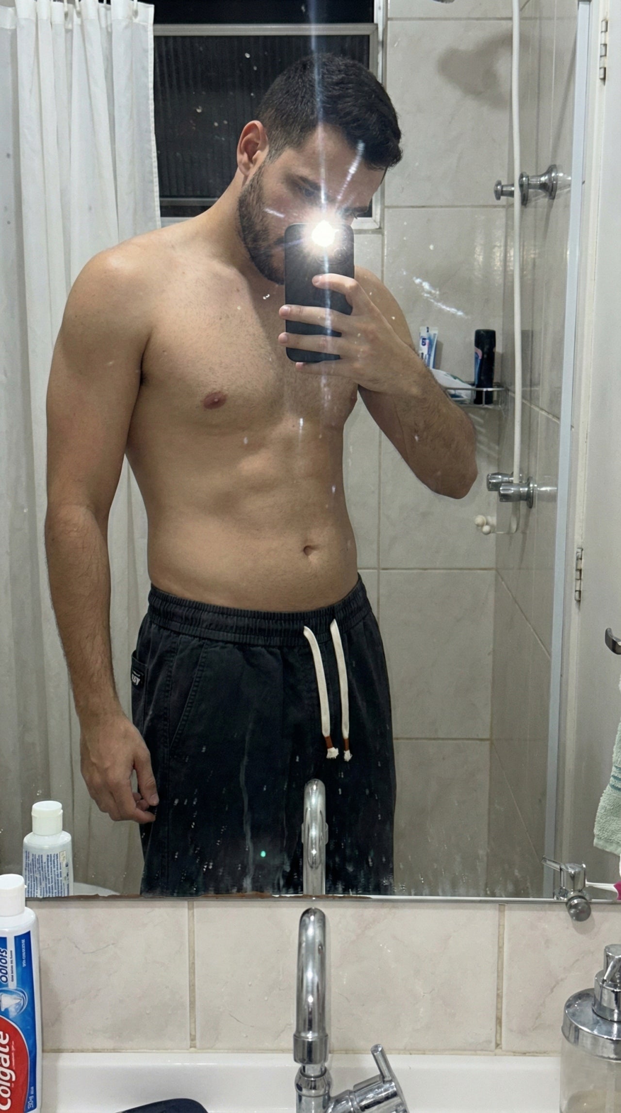 [Leve 3, Pague Só 2!] Calça Dravus Masculina em Algodão Encorpado e Sarja Lavada de Cintura Elástica com Costura Vertical em Relevo
